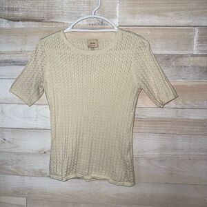 Ellie Tahari Pointelle Short Sleeve Sweater Women’s Size Small